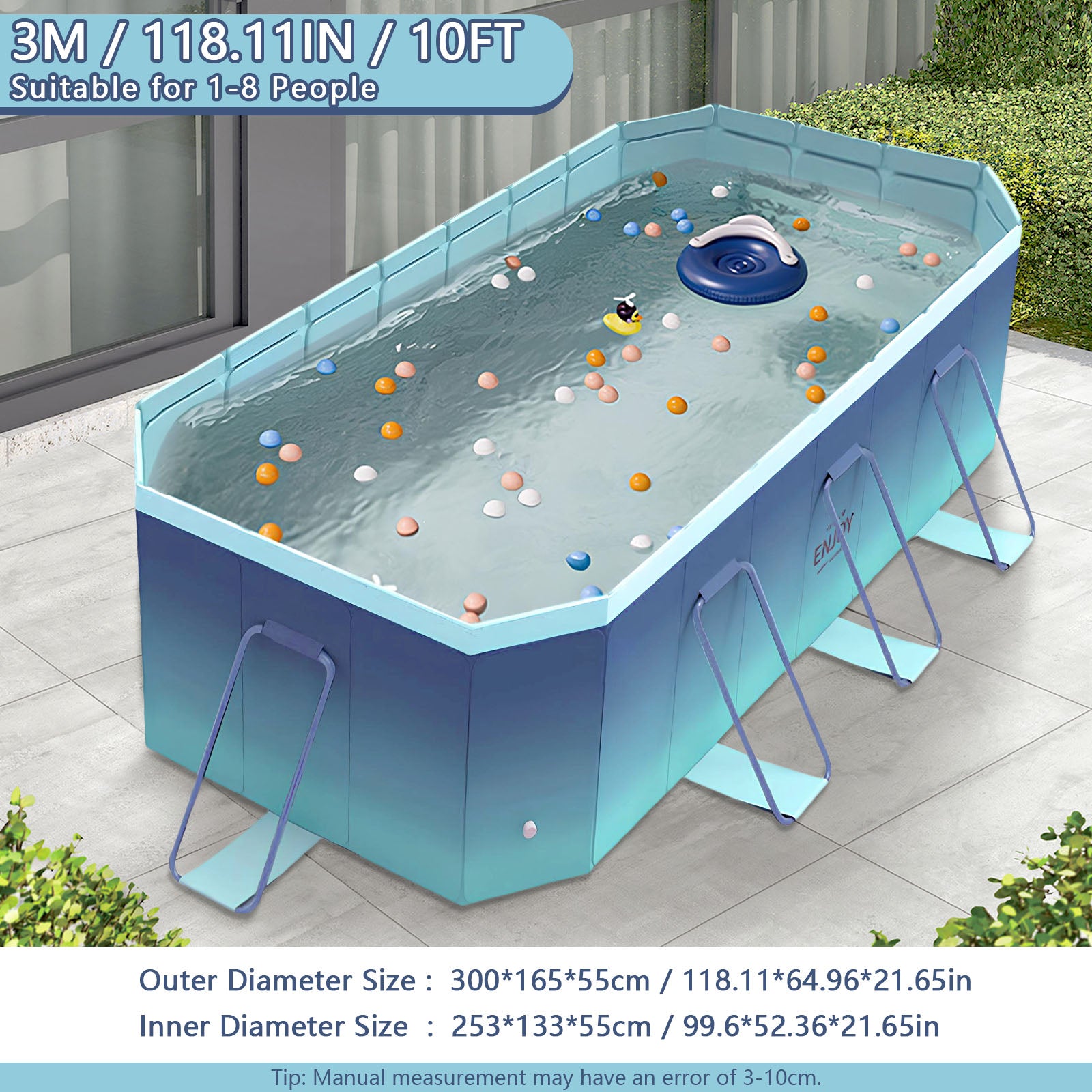 2.6m-3m Foldable Pool Non-Inflatable Kids and Adults Outdoor Swimming Pool Summer Water Party Large Swimming Pool Family Pool