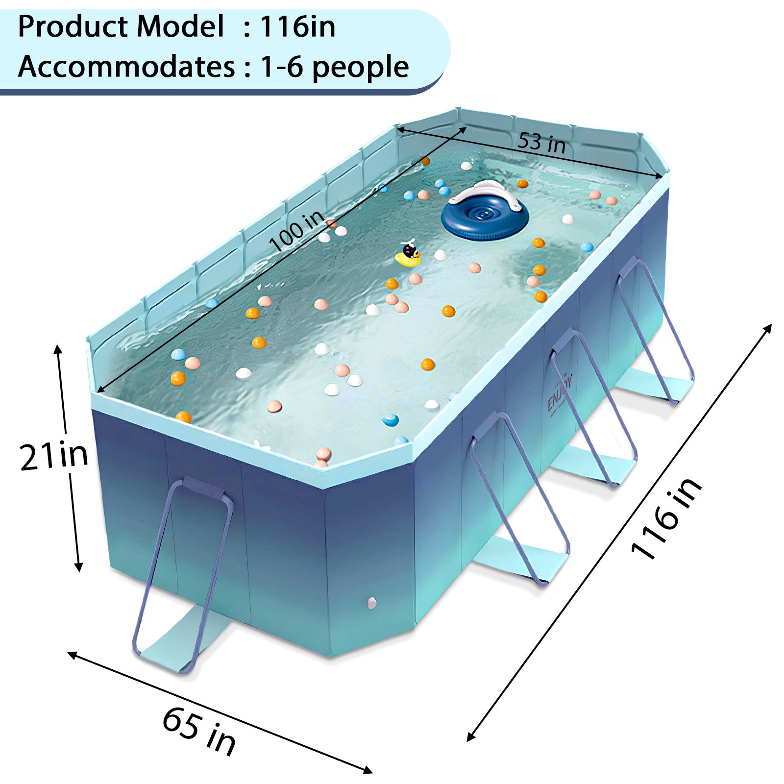2.6m-3m Foldable Pool Non-Inflatable Kids and Adults Outdoor Swimming Pool Summer Water Party Large Swimming Pool Family Pool