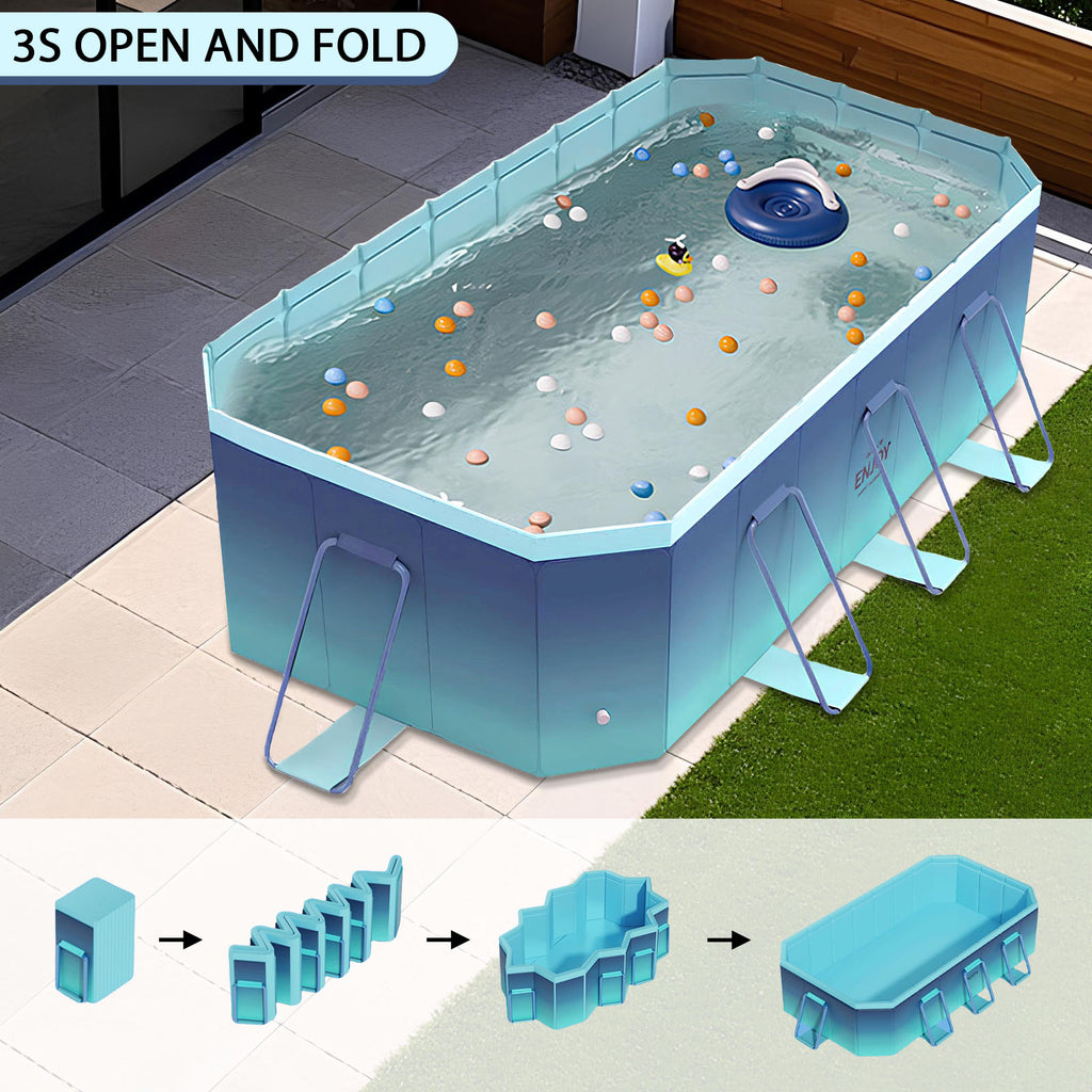 2.6m-3m Foldable Pool Non-Inflatable Kids and Adults Outdoor Swimming Pool Summer Water Party Large Swimming Pool Family Pool