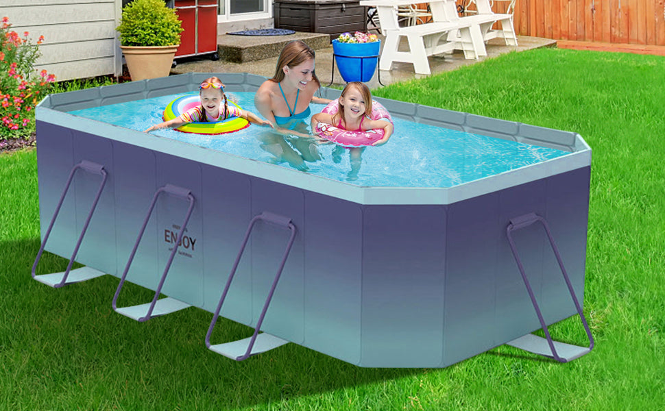 2.6m-3m Foldable Pool Non-Inflatable Kids and Adults Outdoor Swimming Pool Summer Water Party Large Swimming Pool Family Pool