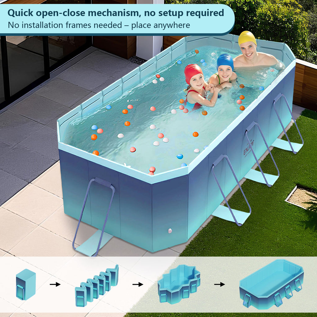 2.6m-3m Foldable Pool Non-Inflatable Kids and Adults Outdoor Swimming Pool Summer Water Party Large Swimming Pool Family Pool