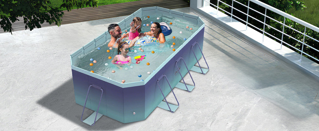2.6m-3m Foldable Pool Non-Inflatable Kids and Adults Outdoor Swimming Pool Summer Water Party Large Swimming Pool Family Pool