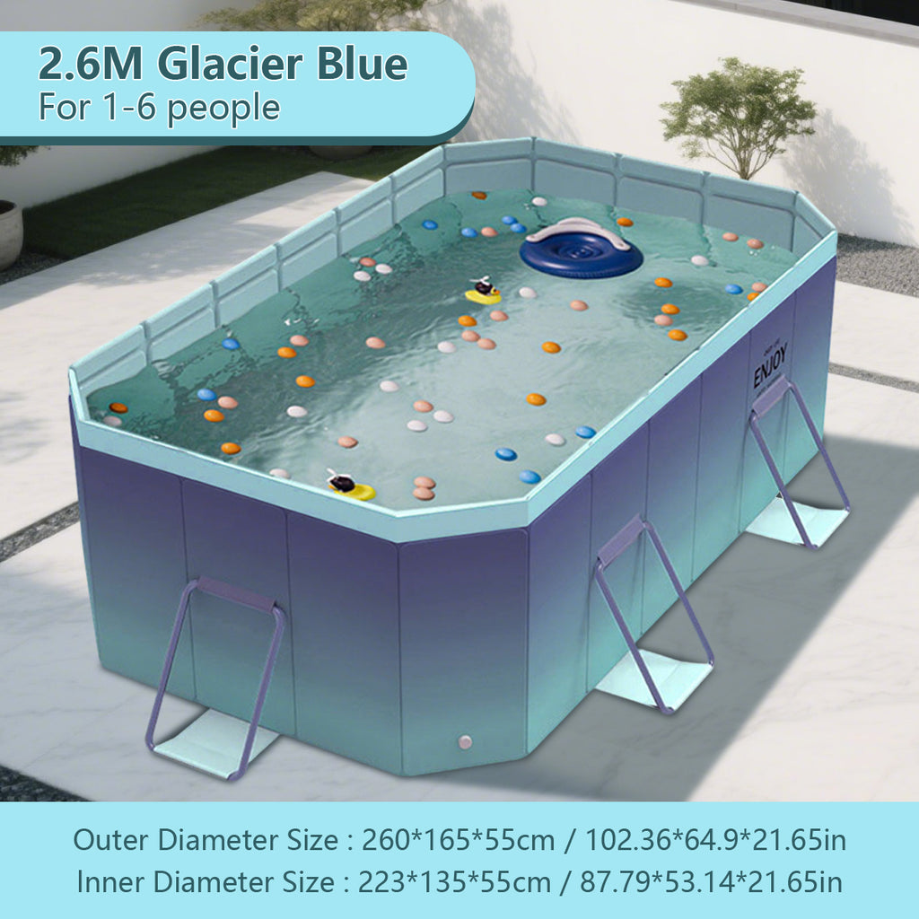 2.6m-3m Foldable Pool Non-Inflatable Kids and Adults Outdoor Swimming Pool Summer Water Party Large Swimming Pool Family Pool