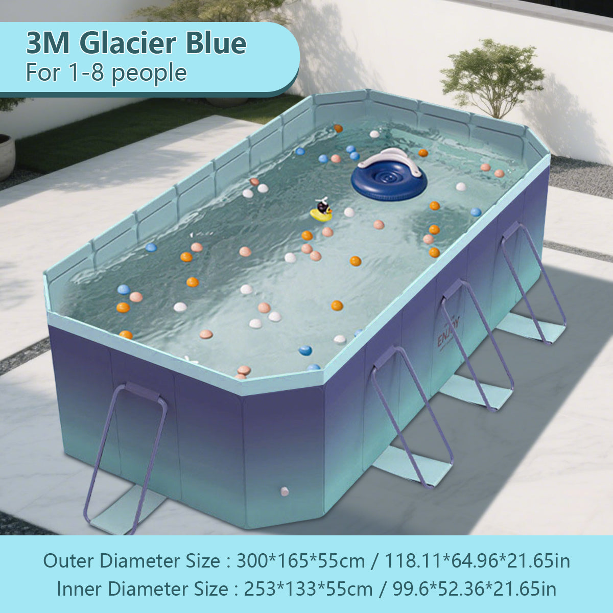 2.6m-3m Foldable Pool Non-Inflatable Kids and Adults Outdoor Swimming Pool Summer Water Party Large Swimming Pool Family Pool
