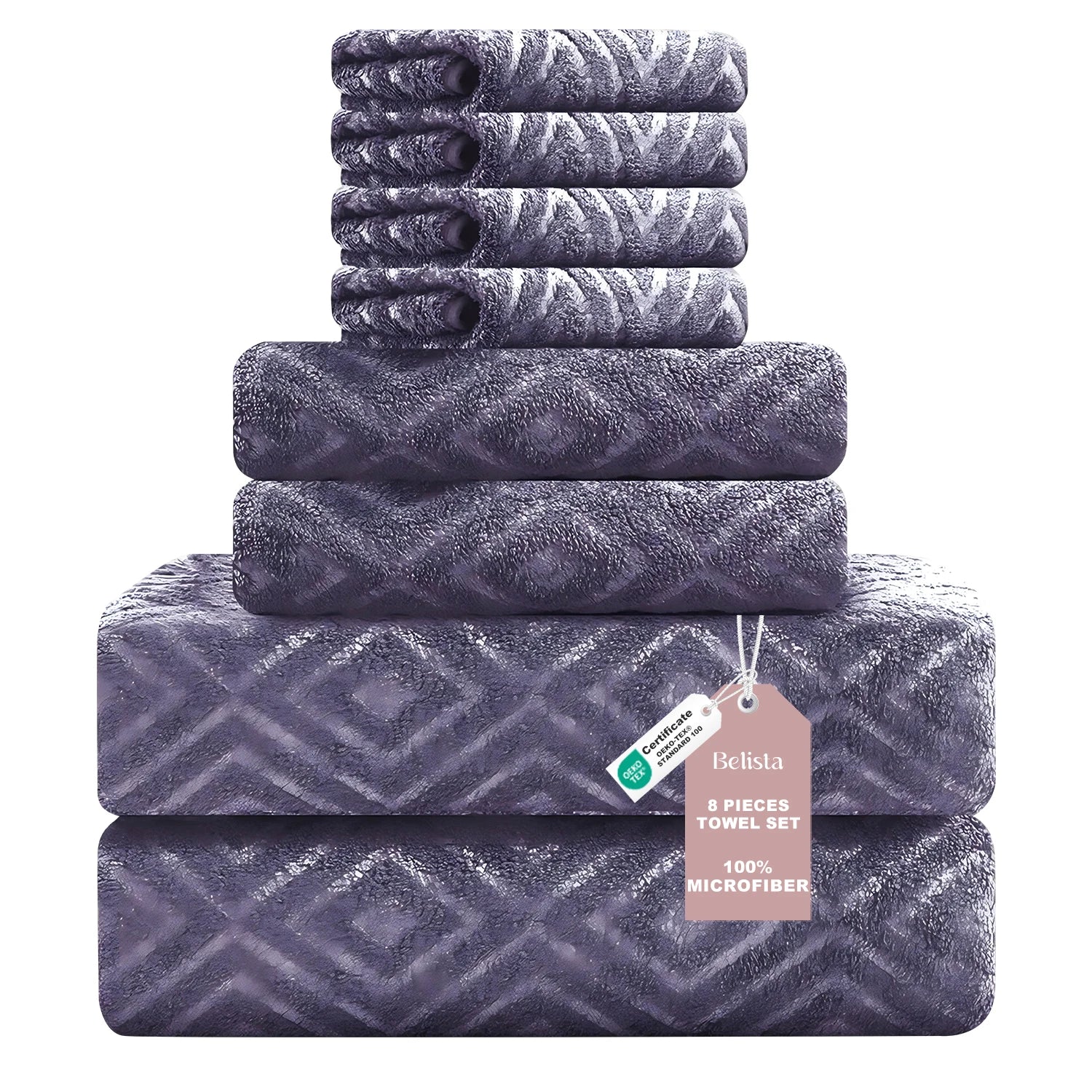 Belista Oversized 8-Piece Towel Set 35"×70": 2 Bath Sheets , 2 Hand Towels , 4 Washcloths,Soft & Absorbent for Gym, Spa,Home
