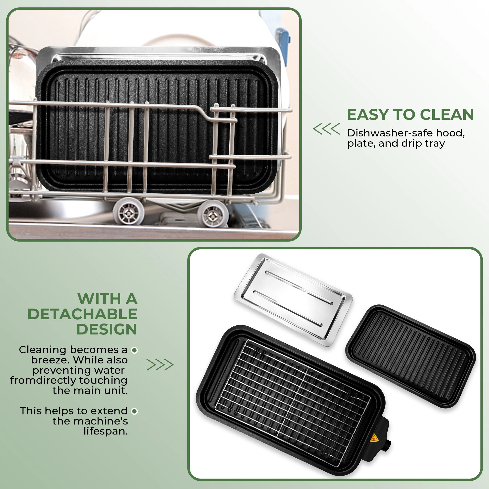 Suslas 2-in-1 Electric Grill Pan 1500W Non-Stick Smokeless BBQ Grill with Removable Plate for Home Kitchen