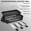 Suslas 2-in-1 Electric Grill Pan 1500W Non-Stick Smokeless BBQ Grill with Removable Plate for Home Kitchen