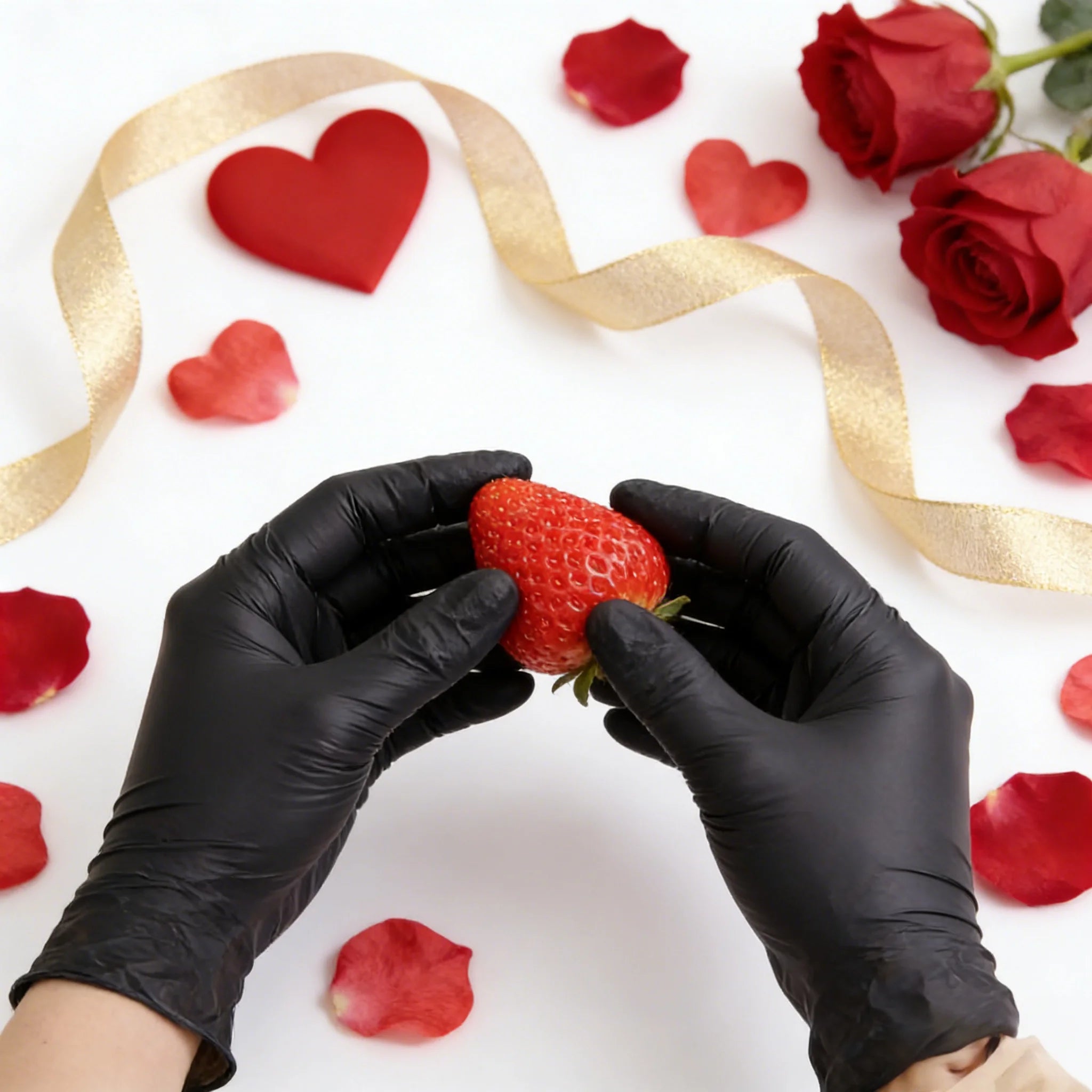 Heavy Duty Black Nitrile Gloves 100PCS, Food Safe & Chemical Resistant, Disposable for Cooking, Cleaning, DIY, Valentine's Prep
