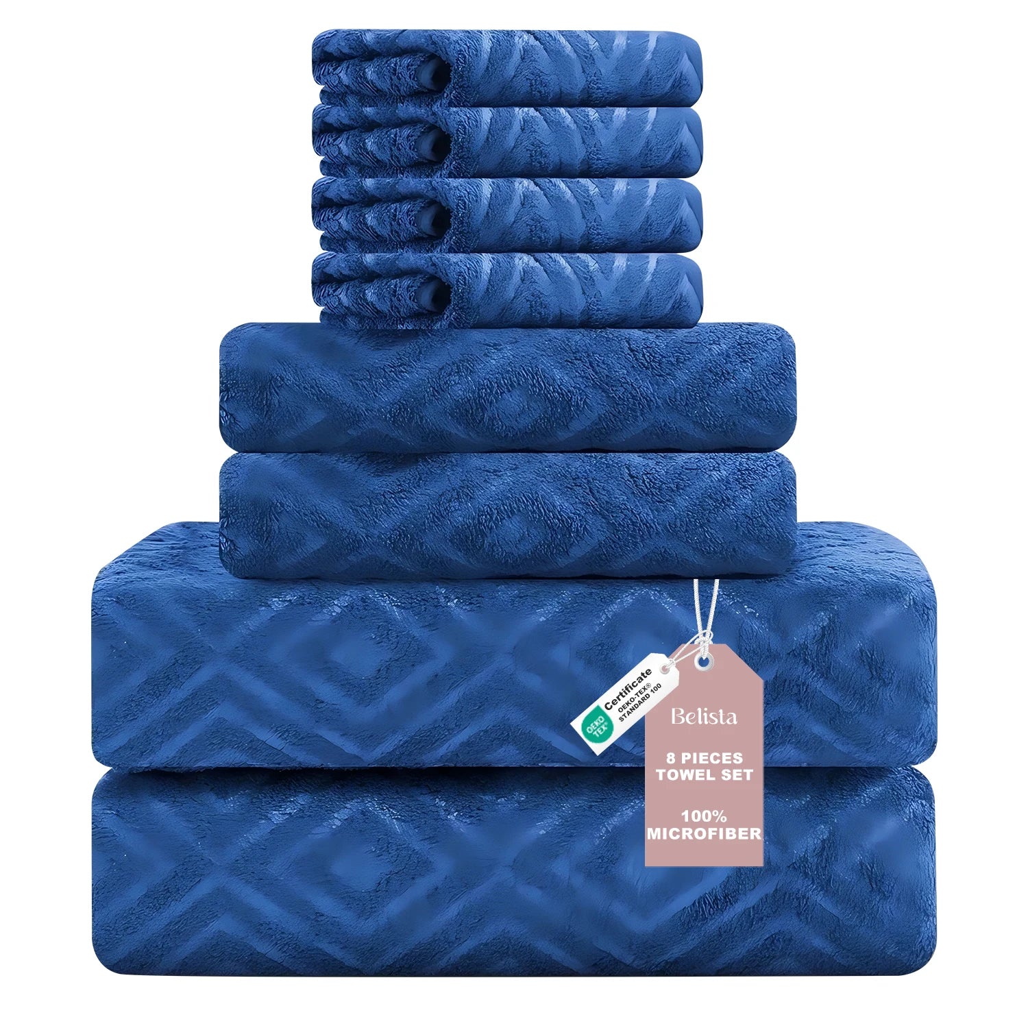 Belista Oversized 8-Piece Towel Set 35"×70": 2 Bath Sheets , 2 Hand Towels , 4 Washcloths,Soft & Absorbent for Gym, Spa,Home