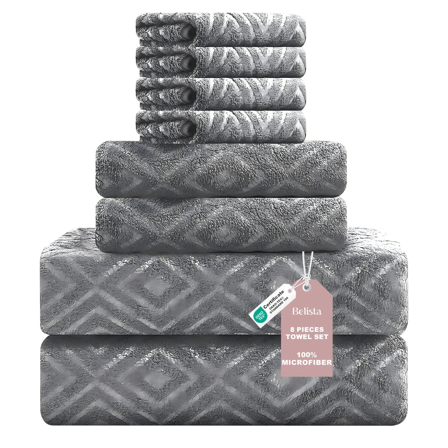 Belista Oversized 8-Piece Towel Set 35"×70": 2 Bath Sheets , 2 Hand Towels , 4 Washcloths,Soft & Absorbent for Gym, Spa,Home