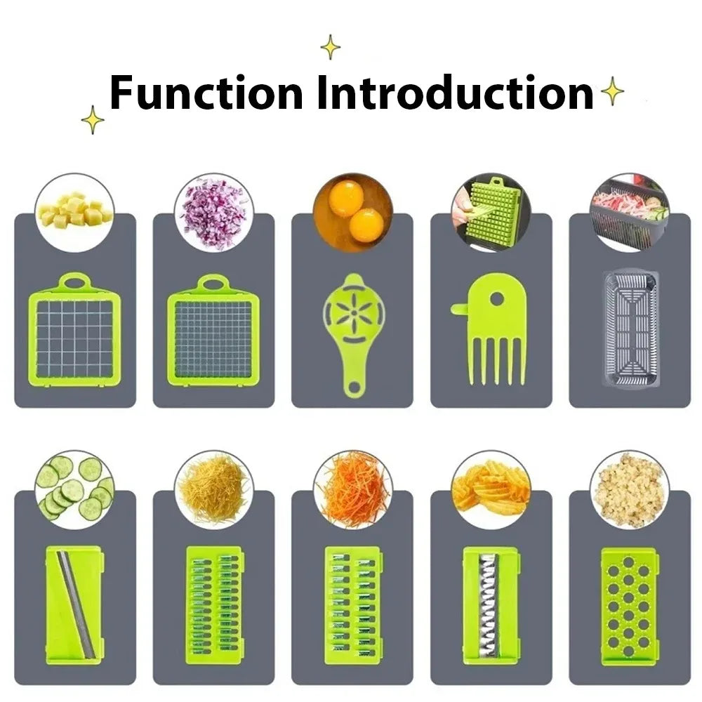 16-in-1 Vegetable Chopper Set, All-in-One Food Cutter with Slicer, Dicer, Grater, Egg Separator & Peeler for Kitchen Prep
