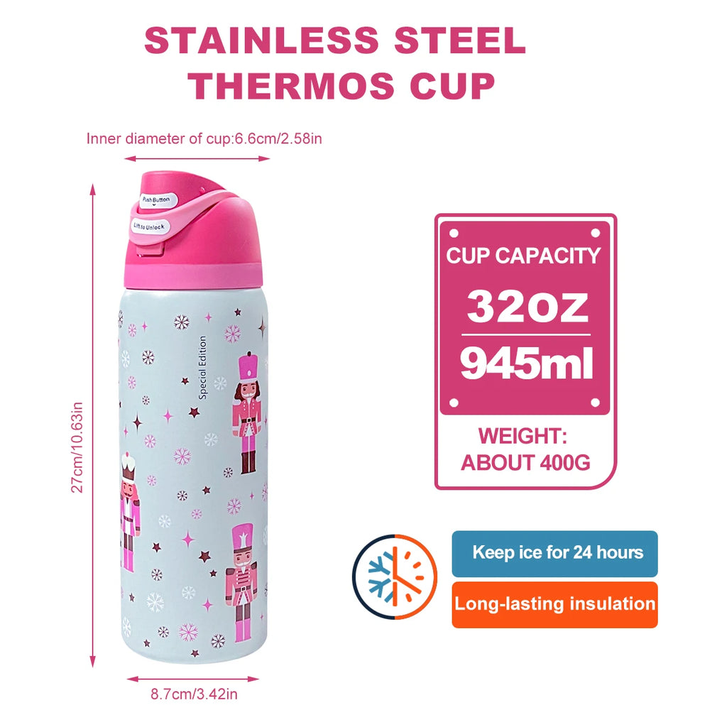 Pink Bottle, 32 oz, 945 ml, retains heat for over 24 h