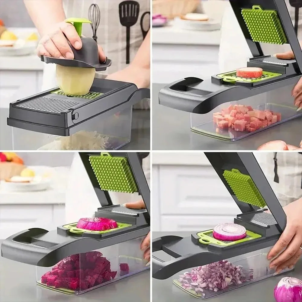 16-in-1 Vegetable Chopper Set, All-in-One Food Cutter with Slicer, Dicer, Grater, Egg Separator & Peeler for Kitchen Prep