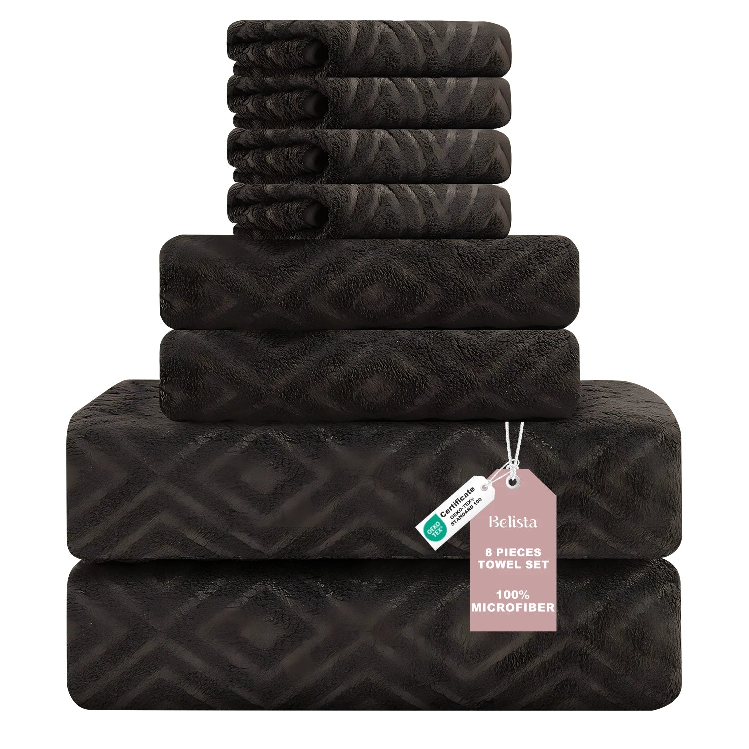 Belista Oversized 8-Piece Towel Set 35"×70": 2 Bath Sheets , 2 Hand Towels , 4 Washcloths,Soft & Absorbent for Gym, Spa,Home