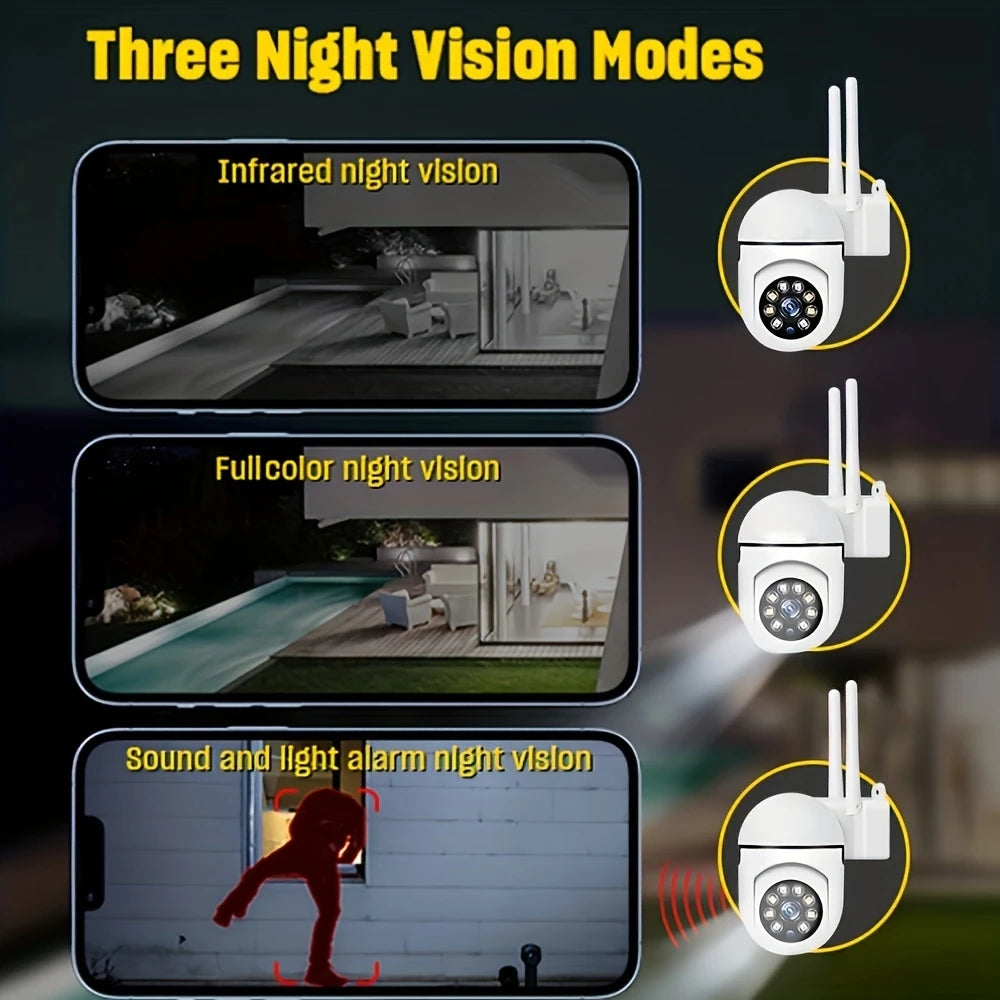 2PC Ease Life APP Wireless 1080P HD Indoor/Outdoor WiFi Security Camera, Color Night Vision, 2-Way Audio, 360° Pan/Tilt/Zoom, Mo