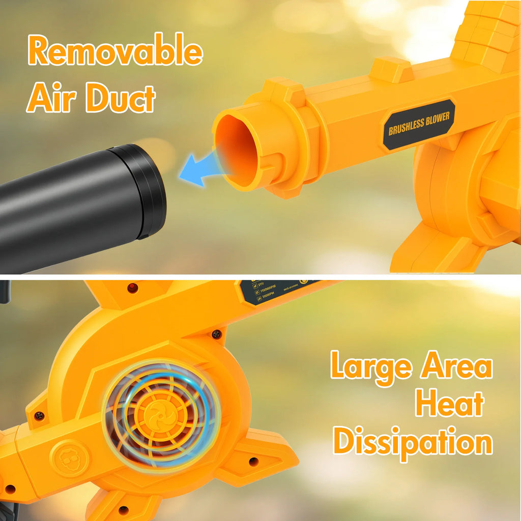 21V Brushless Leaf Blower Kit 150CFM Cordless Handheld Turbo Blower with Two 2.0Ah Batteries for Leaves Lawn Care Patio Dust