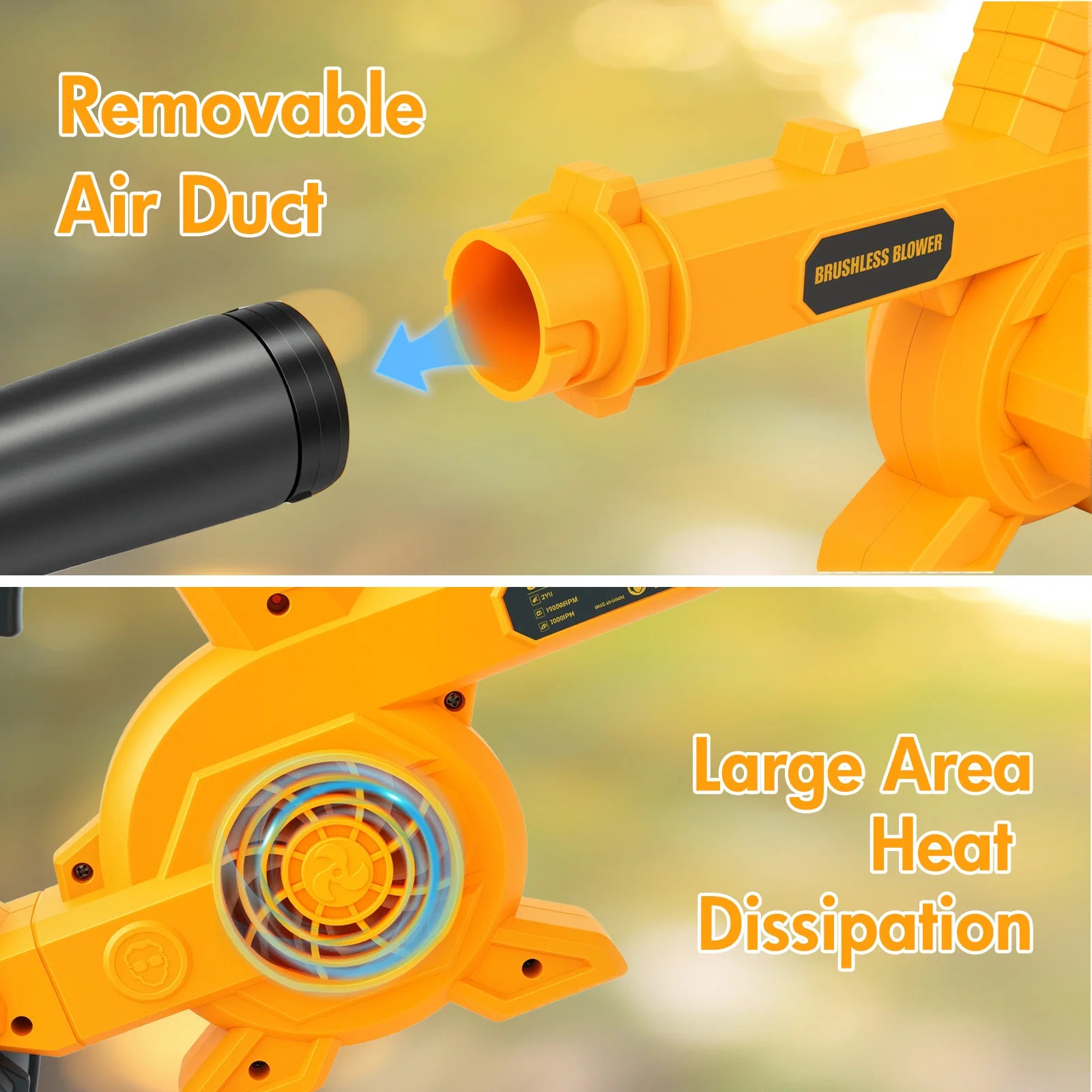 21V Brushless Leaf Blower Kit 150CFM Cordless Handheld Turbo Blower with Two 2.0Ah Batteries for Leaves Lawn Care Patio Dust