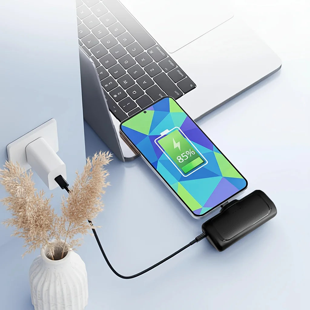 22.5W Fast Charging, 5000mAh Compact Portable Power Bank, USB-C Power Bank, Fully Compatible, USB Type-C, Dual-Mode Charging