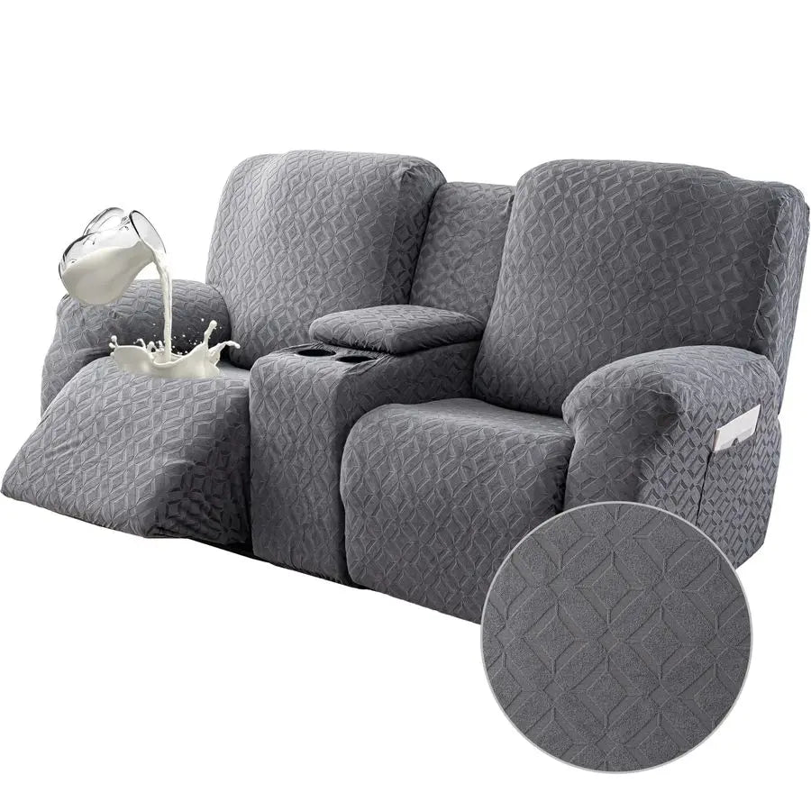 Waterproof Recliner Loveseat Cover with Console,Stretch Reclining Sofa Covers with Pockets,Lazy Boy Recliner Slipcovers,Leakproo