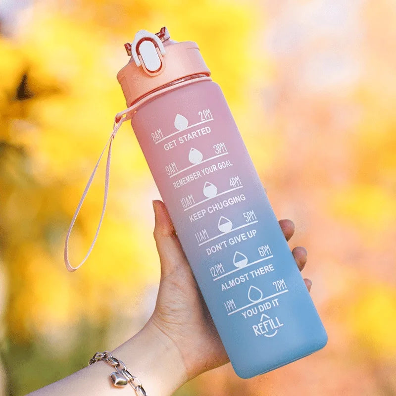 2 Liter Large Capacity Sports Water Bottle Leak Proof Colorful Plastic Cup Drinking Outdoor Travel Portable Gym Fitness Jugs