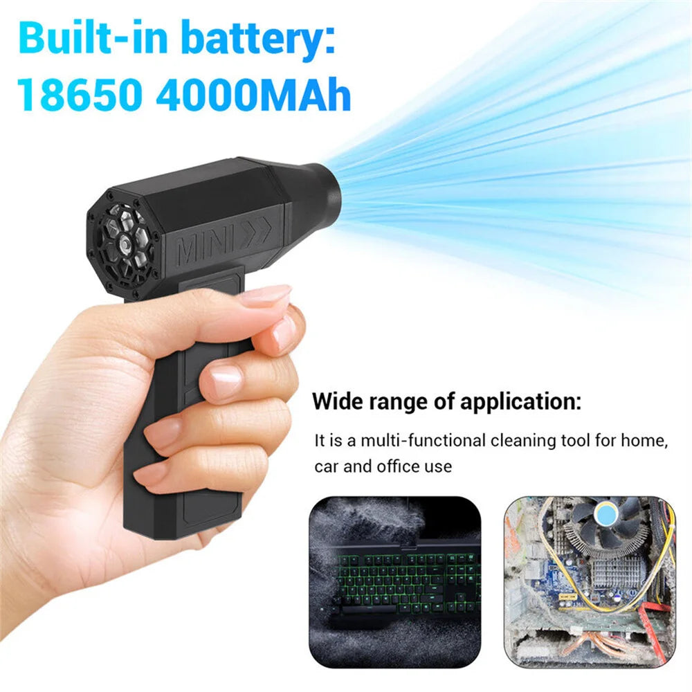 130000RPM Mini Fan Electric Air Duster Adjustable wind speed Portable Fan Violent Blower Rechargeable  Car Cleaning
