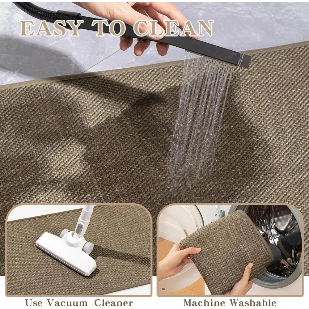 Bathroom Rugs Mat 24x17, Ultra Thin Non Slip Bath Mat Small Quick Dry Absorbent Bath Mat for Bathroom Floor, (Dark Beige, 24"x1