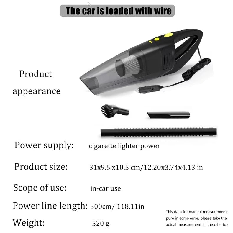 The car portable vacuum cleaner can absorb all kinds of garbage such as dust and food residues in the gaps in the car