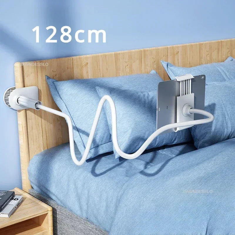 128cm Lazy Phone Holder, 360° Flexible Long Arm Bed Headrest Mount, Clamp Stand for 3.5-6.7" iPhone & Samsung Devices