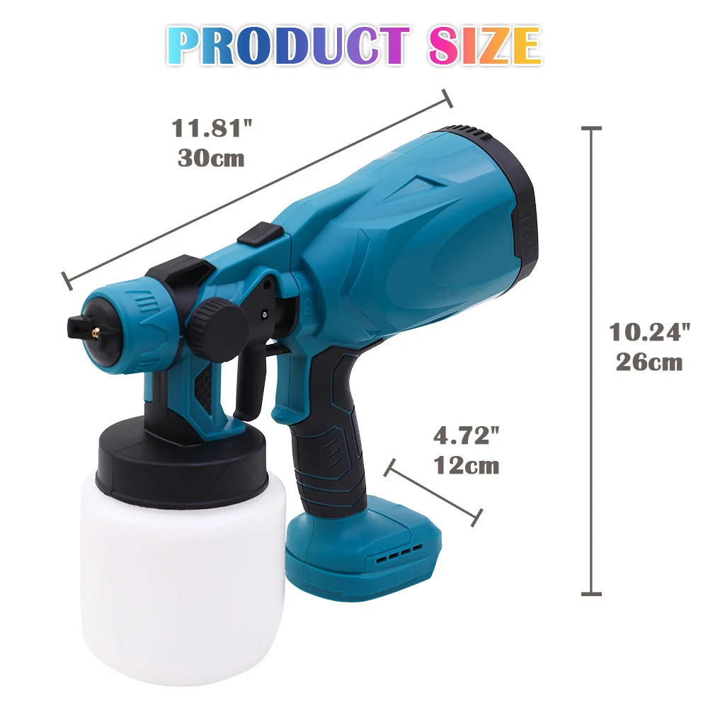 HVLP Paint Sprayer Cordless Electric 21V Airless 600W 800ML With 2x2000mAh Battery for Doors Fences Furniture Wall Cabinet Garde