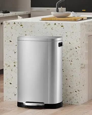 13 Gallon Trash Can with Lid, Trash Can with Removable Inner Bucket and Lid Soft Close, Pedal Rubbish Bin for Home Office