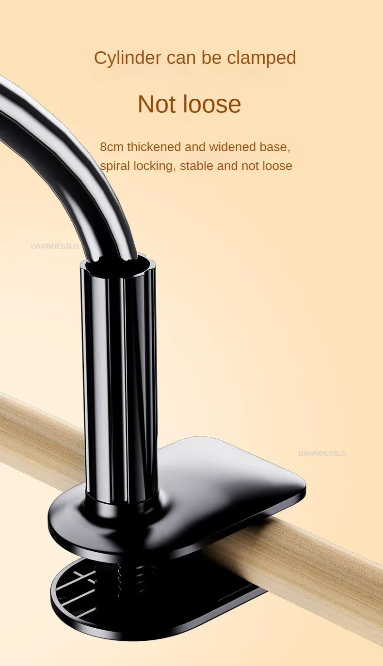128cm Lazy Phone Holder, 360° Flexible Long Arm Bed Headrest Mount, Clamp Stand for 3.5-6.7" iPhone & Samsung Devices