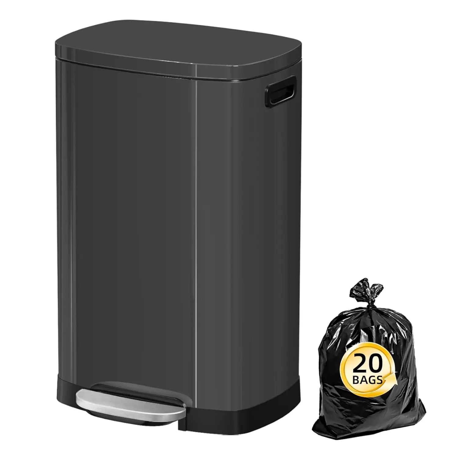 13 Gallon Trash Can with Lid, Trash Can with Removable Inner Bucket and Lid Soft Close, Pedal Rubbish Bin for Home Office