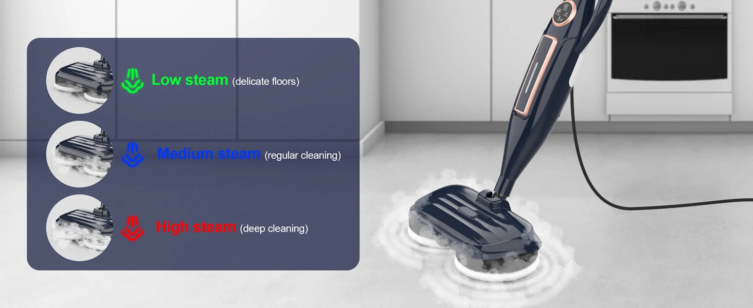 Steam Mop Cleaner with Rotating Mop Pad 10 in 1 Lightweight Spin Mop 1300W Powerful Floor Steamer for Home Hardwood Laminate VM6