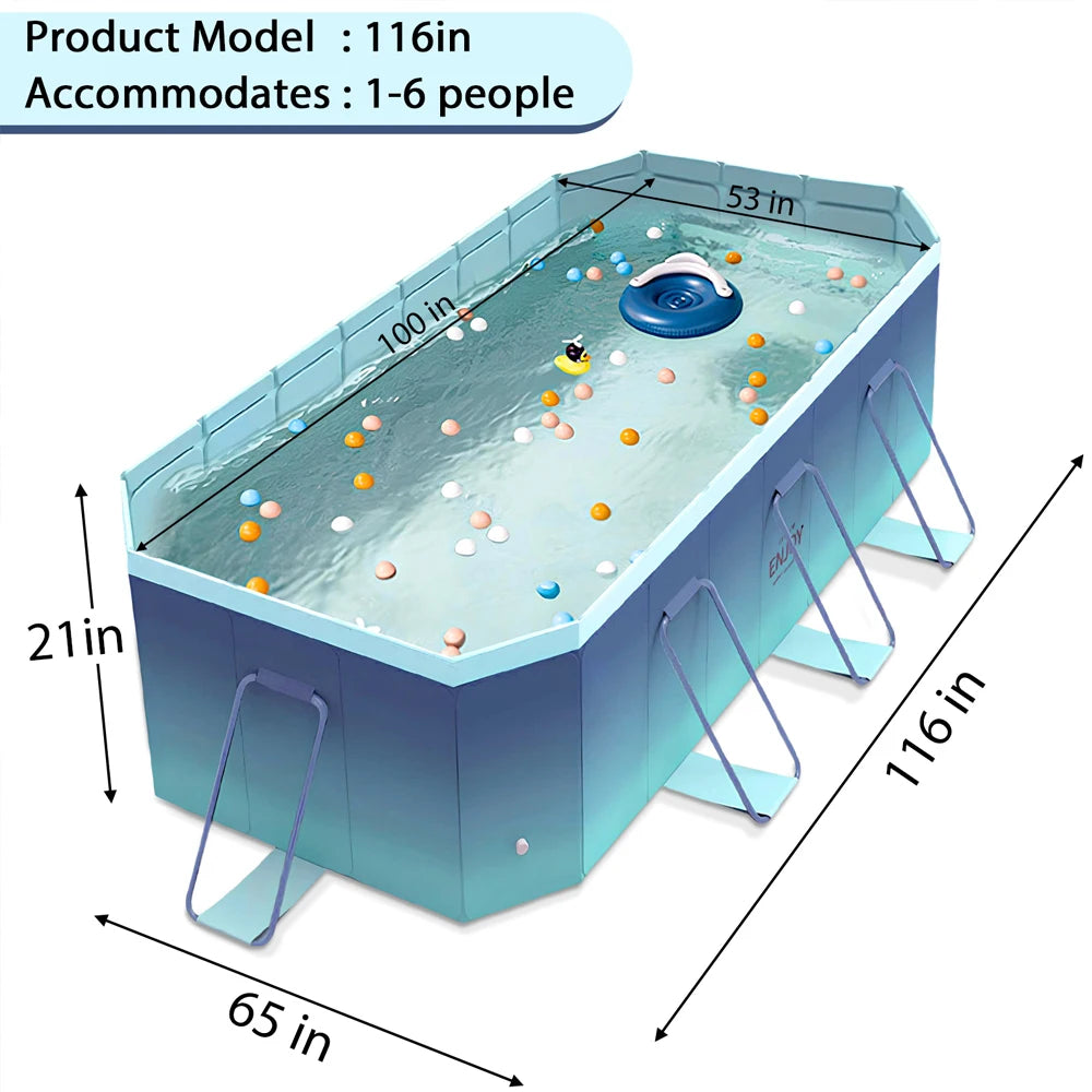 2.6m-3m Foldable Pool Non-Inflatable Kids and Adults Outdoor Swimming Pool Summer Water Party Large Swimming Pool Family Pool