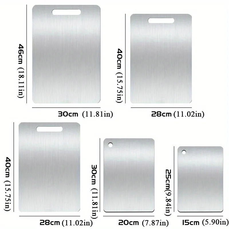 1-5PCS Stainless Steel Chopping Dual-Sided Titanium Cutting Board Portable Metal Kitchen Tool for Meat Fruit Vegetable