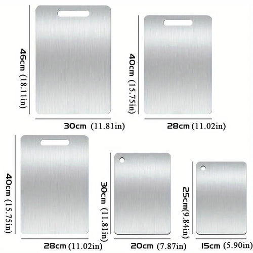 1-5PCS Stainless Steel Chopping Dual-Sided Titanium Cutting Board Portable Metal Kitchen Tool for Meat Fruit Vegetable