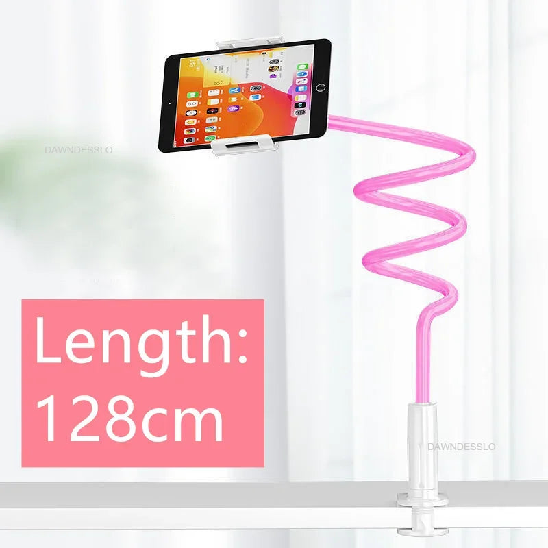 128cm Lazy Phone Holder, 360° Flexible Long Arm Bed Headrest Mount, Clamp Stand for 3.5-6.7" iPhone & Samsung Devices