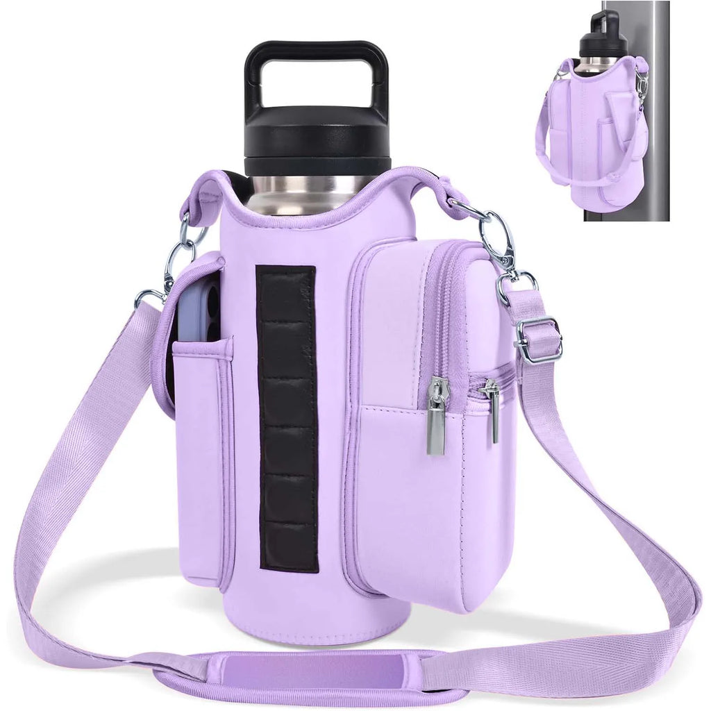 Neoprene Multifunctional Magnetic Water Bottle Holder - Adjustable Strap & Phone Pocket, Magnetic Gym Bag, Ideal for Men & Women