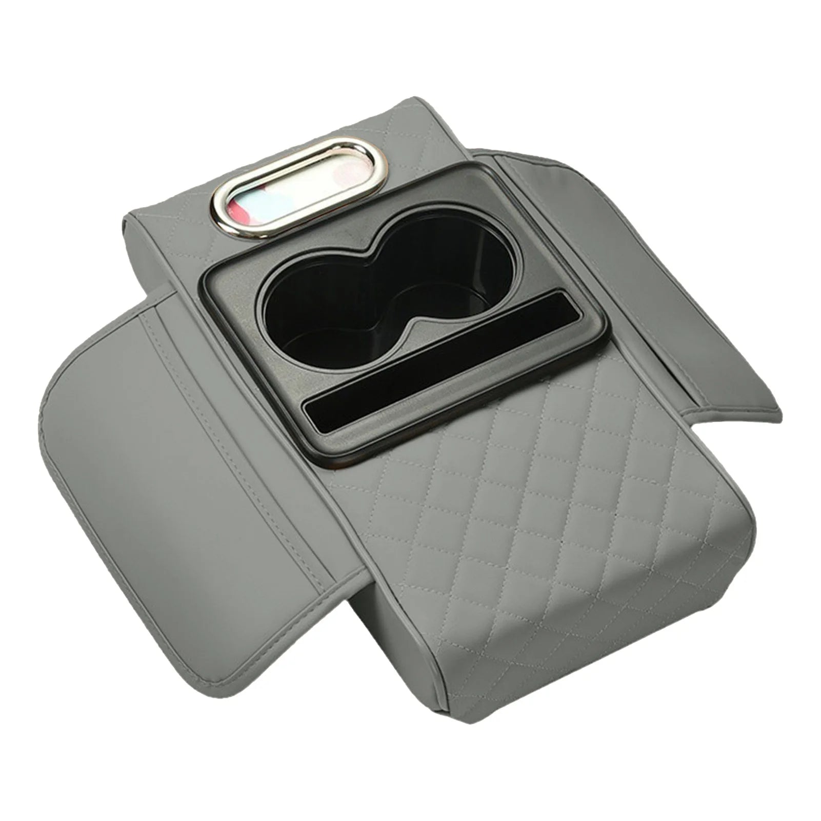 Car Armrest Cushion Extender with Cup Holder and Tissue Box Multifunctional Storage for Most Vehicles Black Grey Brown Red