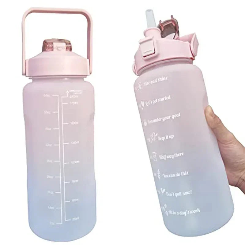 2 Liter Large Capacity Sports Water Bottle Leak Proof Colorful Plastic Cup Drinking Outdoor Travel Portable Gym Fitness Jugs