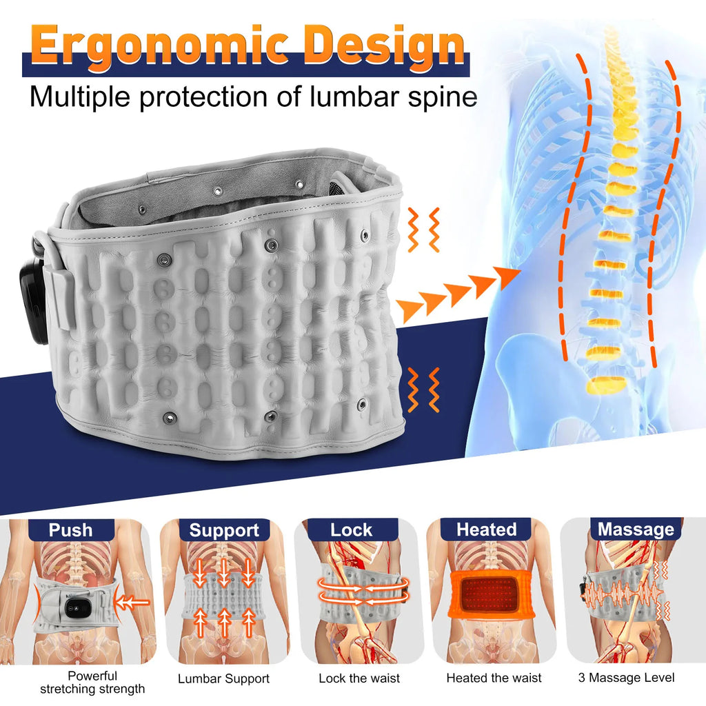 Infrared Heating Waist Massager Electric Belt Vibration USB Charge Red Light Hot Compress Lumbar Back Support Brace Relaxation
