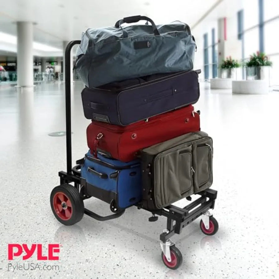 Compact Folding Adjustable Equipment Dolly - Heavy Duty 8-in-1 Convertible Cart Hand Truck/Dolly/Platform Cart with R-Trac Whee