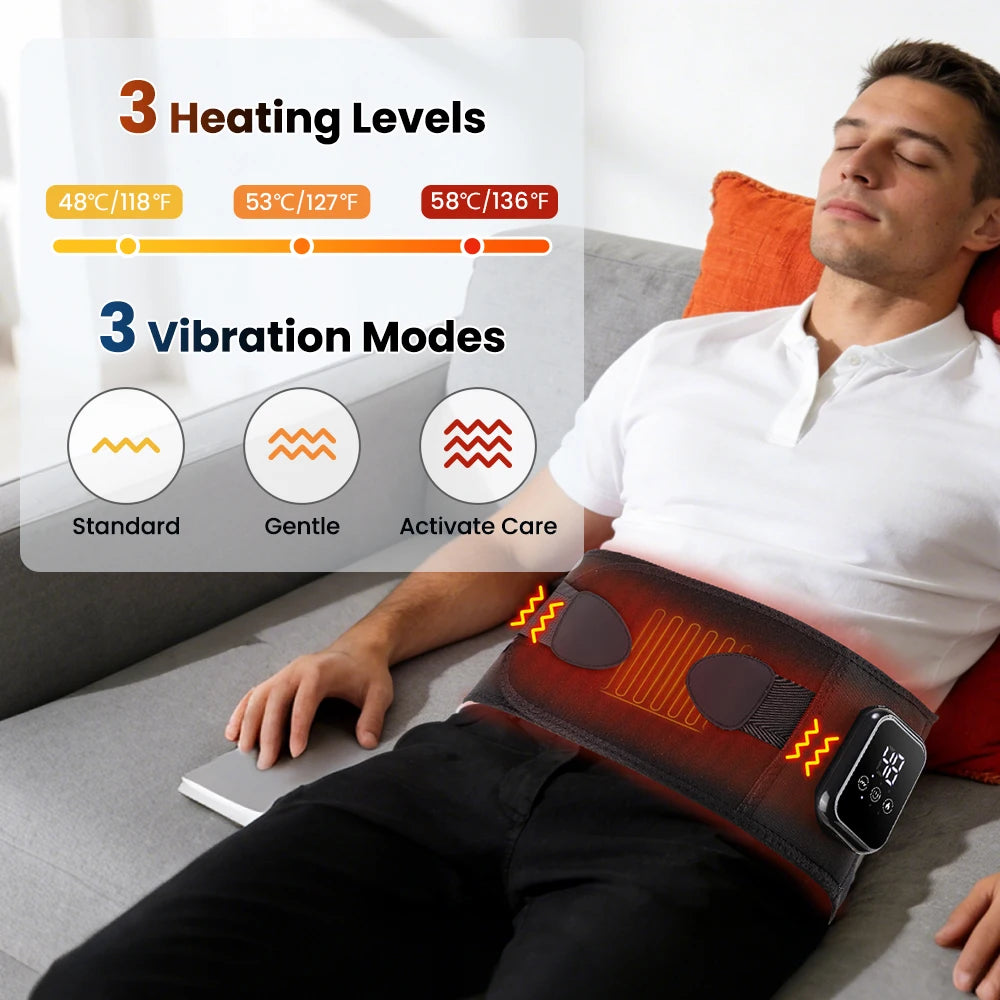 Infrared Heating Waist Massager Electric Belt Vibration USB Charge Red Light Hot Compress Lumbar Back Support Brace Relaxation