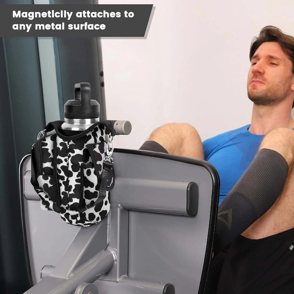 Neoprene Multifunctional Magnetic Water Bottle Holder - Adjustable Strap & Phone Pocket, Magnetic Gym Bag, Ideal for Men & Women