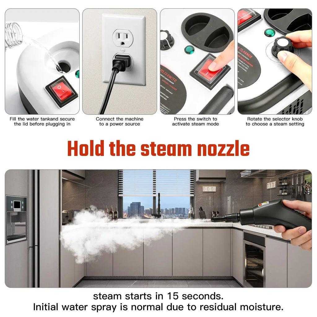 2500W High Temperature Steam Cleaner 110V Portable Handheld Steam Cleaning Machine With Multiple Accessories US Plug