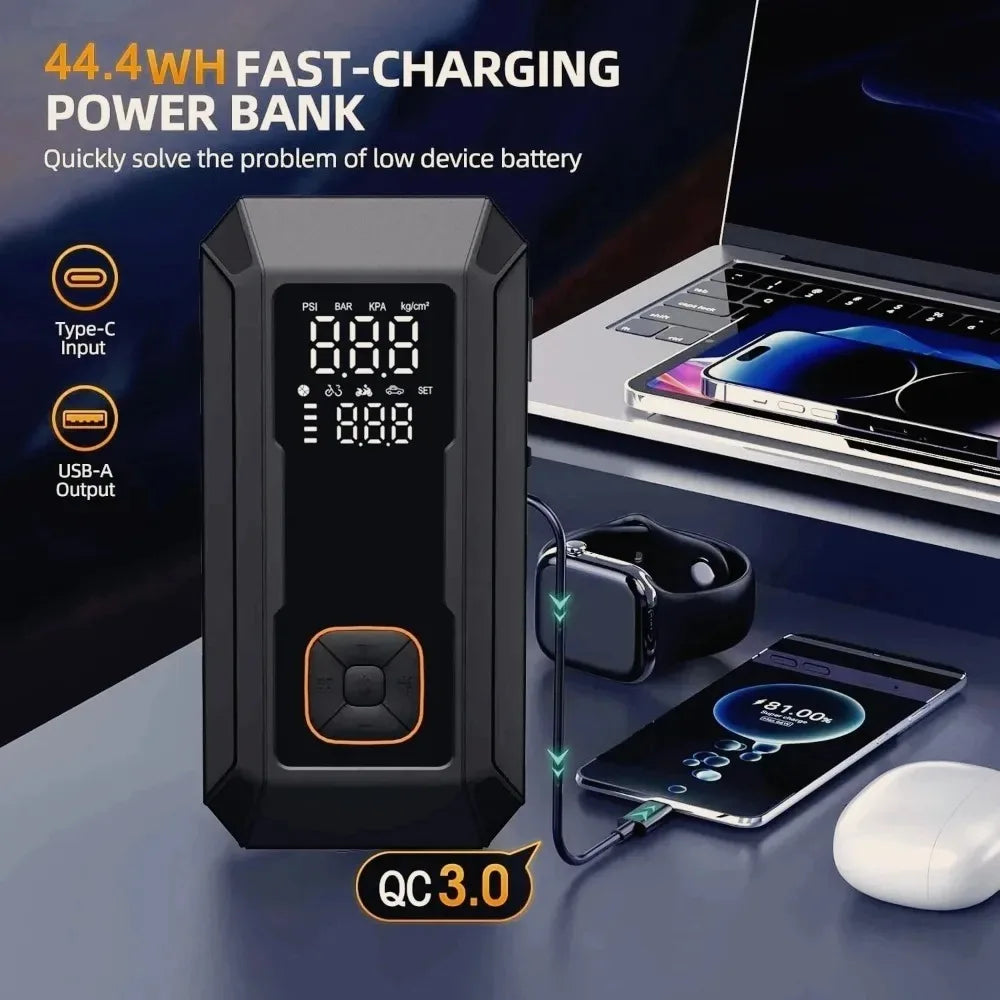 Car Jump Starter with Air Pump Peak 4000A Auto Battery Booster &150PSI Tire Inflator Jump Starter with Air Compressor