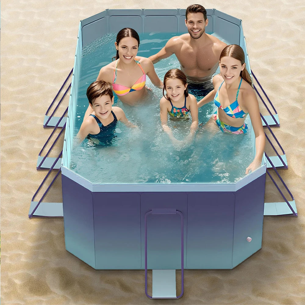 2.6m-3m Foldable Pool Non-Inflatable Kids and Adults Outdoor Swimming Pool Summer Water Party Large Swimming Pool Family Pool
