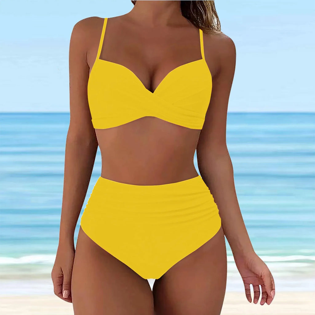 Brazilian Bikini Set For Women 2024 New Green Crop Top Tankinis Set Summer Swimwear Brazilian Bikini Swimming Suit Traje De BañO