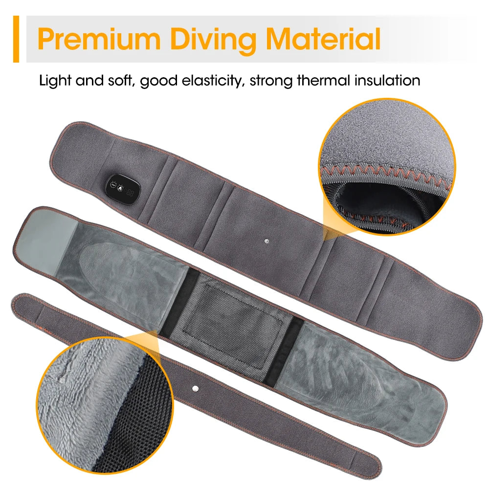 Infrared Heating Waist Massager Electric Belt Vibration USB Charge Red Light Hot Compress Lumbar Back Support Brace Relaxation