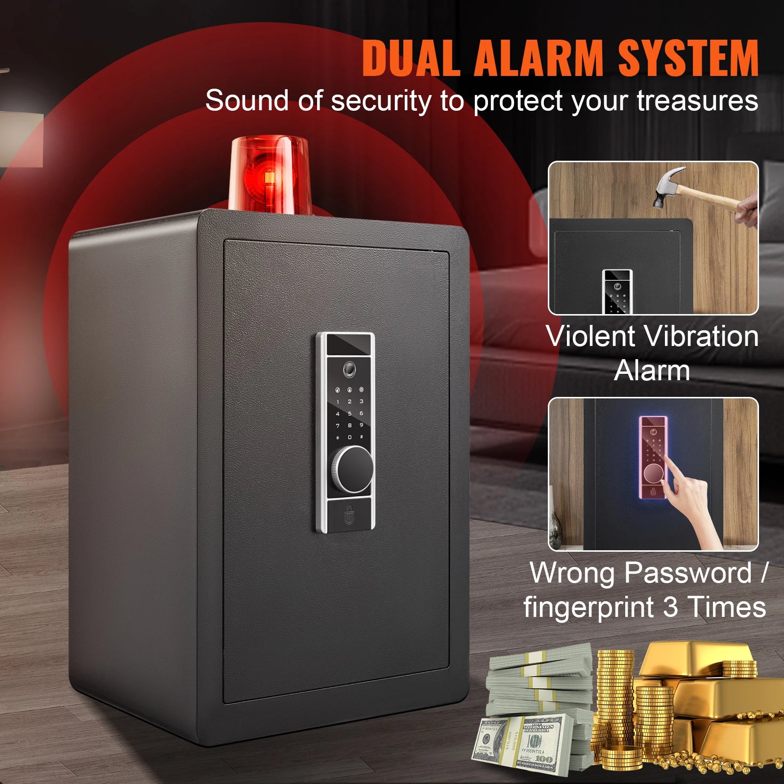 SucceBuy Electric Safe 2.2/1.8 Cubic Feet Fingerprint&Digital Security Cabinet Safe W/ Fire-proof Bag for Cash Jewelry Documents